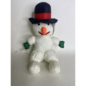 Vintage LB International Snowman Puffy Christmas Plush Stuffed Toy